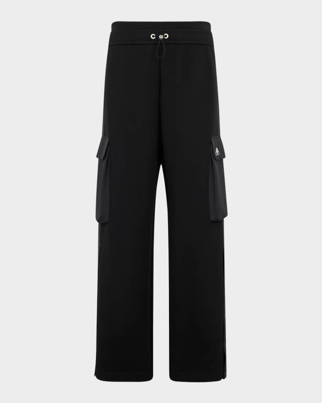 Mixed-Media Drawstring Track Pants
